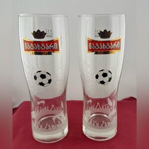 2 Natakhtari Beer glasses UEFA European 2020 & 2024 Champioship Country Georgia